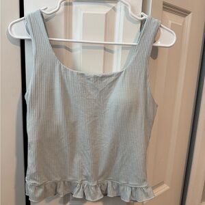 OGL Light Blue Ruffled Hem Women's Top